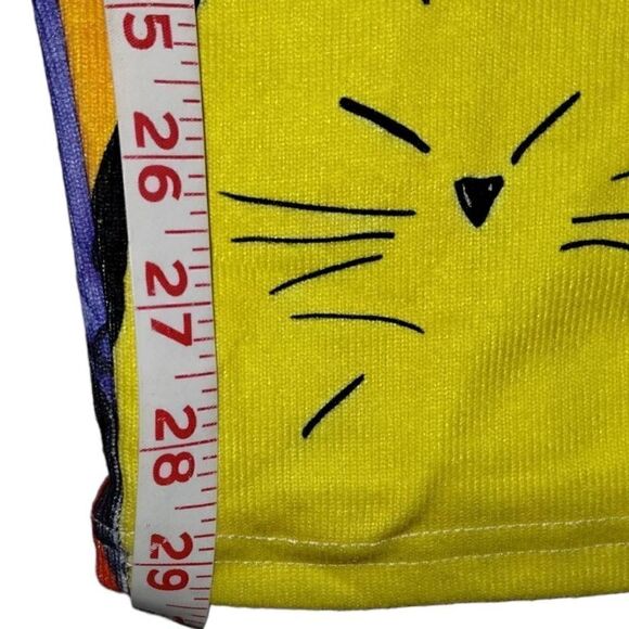Womens Leggings Sz Small Cats Design Colorful Green Stretch Exercise Activewear - Picture 13 of 14
